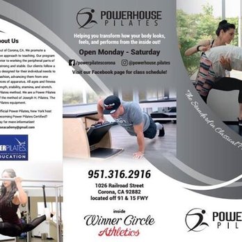 Powerhouse Pilates - We are an official POWER PILATES host location.. See the back of our brochure for location details! - Pilates Near Me - Corona, California