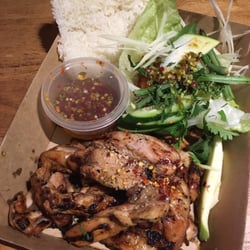 Gia Yang $15 - chargrilled lemongrass & tumeric marinated chicken with Nahm Jimm jeaw