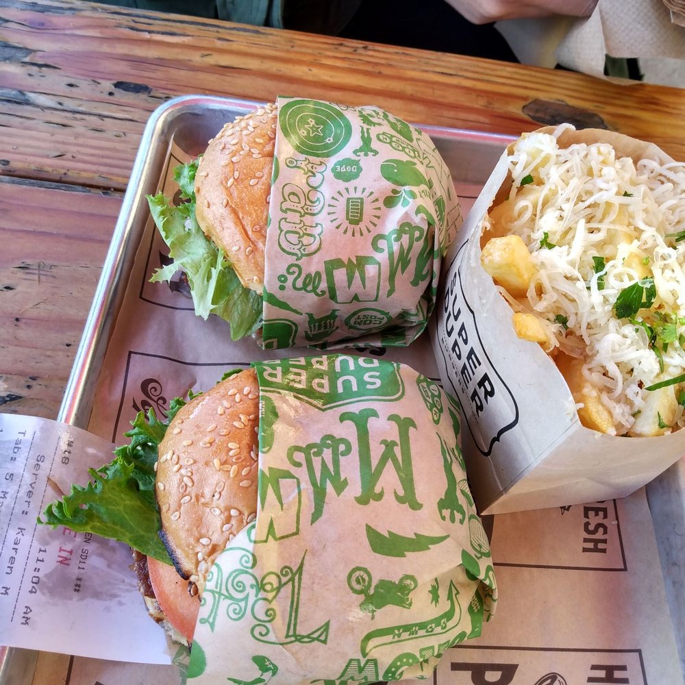Super Duper Burgers - Two truffle burgers and garlic fries - Burgers Near Me - Concord, California