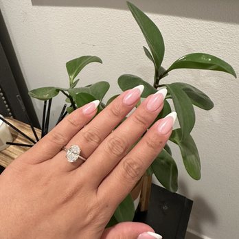 La Noir Nails and Lashes - Custom pink and white French tip almond gel x with chrome on top - Nail Salons Near Me - Cypress, California La Noir Nails and Lashes - Custom pink and white French tip almond gel x with chrome on top - Nail Salons Near Me - Cypress, California