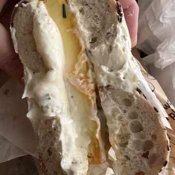 R&A Sourdough - Onion Bagel, Toasted. Chive Shmear. Bacon,Egg and Cheese. Some call it breakfast.,I call it my happy place. - Breakfast & Brunch Near Me - Chicago, Illinois