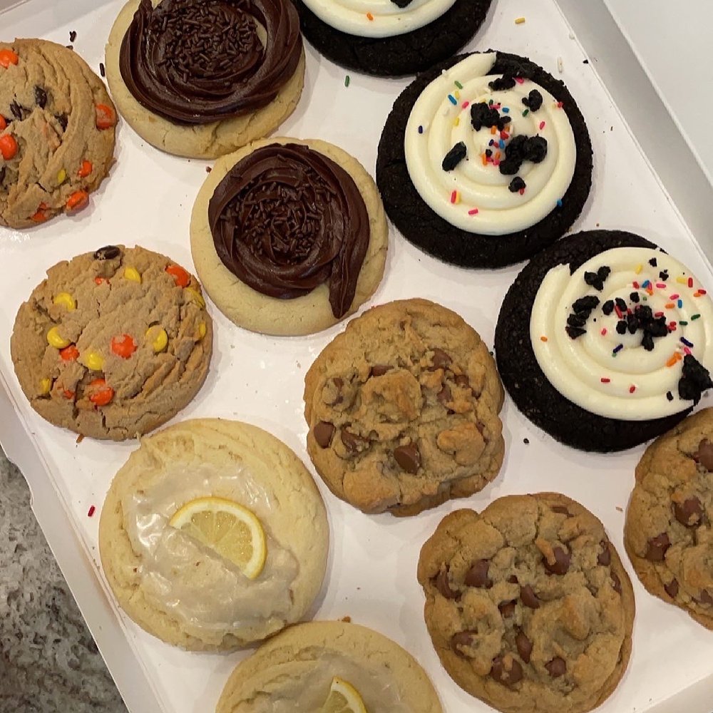 lemon glaze, oreo birthday cake, reese's pieces, chocolate chip, and chocolate cake lemon glaze, oreo birthday cake, reese's pieces, chocolate chip, and chocolate cake