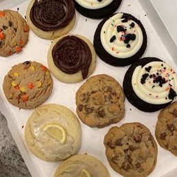 lemon glaze, oreo birthday cake, reese's pieces, chocolate chip, and chocolate cake lemon glaze, oreo birthday cake, reese's pieces, chocolate chip, and chocolate cake