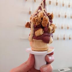 10/01/23 Ice Cream For Breakfast - Salted Maple Ice Cream, Blueberry Ice Cream, Tomodachi Croissant Crouton, Butter Ganache, Powdered Sugar