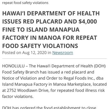 Aloha Manapua - This was in August  I went in 1/1/2021.  Just found this as well.  They even have a notice that says no refunds?! Unbelievable. - Dim Sum Near Me - Honolulu, Hawaii