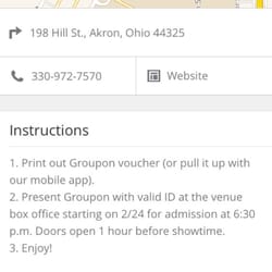 E J Thomas Performing Arts Hall - They don't accept mobile groupon.