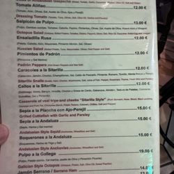 La Sitarilla - Menu side one.