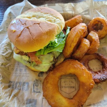 Wayback Burgers - The big easy burger with onion rings - Burgers Near Me - Cordova, Tennessee Wayback Burgers - The big easy burger with onion rings - Burgers Near Me - Cordova, Tennessee