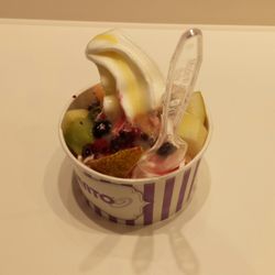 Fermento - Coppa media guarita con macedonia e frutti di bosco. 3,50 €