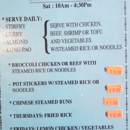 Current menu as of March 2022