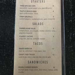 Limited Food Menu for Event Nights