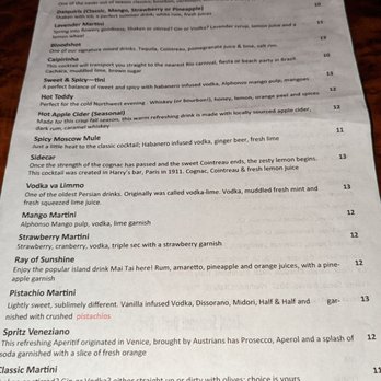 Piattino - Long list of cocktails, choices choices and very reasonable by Pearl standards! - Italian Near Me - Portland, Oregon