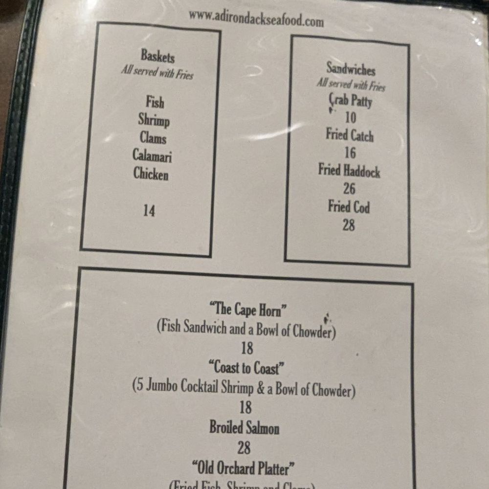 Adirondack Seafood - Menu 2 - Seafood Near Me - Hudson Falls, New York
