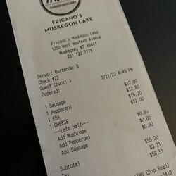 Fricano's Muskegon Lake - Receipt