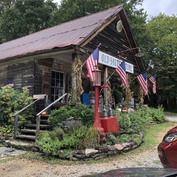 Old Sautee Store - Side entrance showing old gas pump - October 2021 - Cafes Near Me - Sautee Nacoochee, Georgia