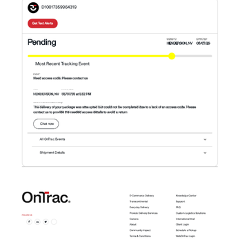 OnTrac - This shows that they alleged they "attempted" delivery.  Had they done, they've been able to get through. There's no "gate code." FICTION! - Couriers & Delivery Services Near Me - Commerce, California