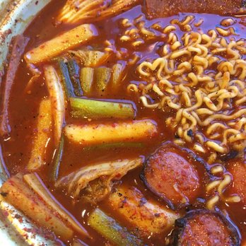 SoJu BBQ - So many yummy ingredients in the Army Soup! Can't be shared with 2 ppl - Korean Near Me - Chicago, Illinois SoJu BBQ - So many yummy ingredients in the Army Soup! Can't be shared with 2 ppl - Korean Near Me - Chicago, Illinois