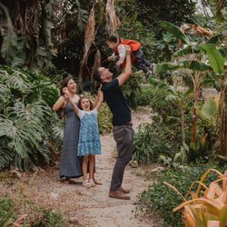 "Joyful Family Photoshoot at South Coast Botanic Garden - Natural and Candid Moments in Lush Greenery"