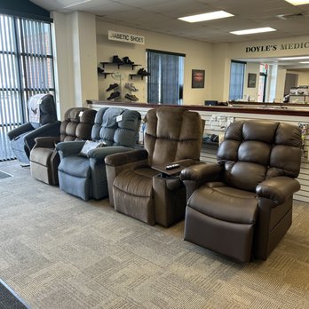 Doyle's Medical Supply - Just a few of the 20 lift seat chairs we have on display to sit in and try out! - Medical Supplies Near Me - Torrington, Connecticut Doyle's Medical Supply - Just a few of the 20 lift seat chairs we have on display to sit in and try out! - Medical Supplies Near Me - Torrington, Connecticut