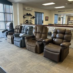 Doyle's Medical Supply - Just a few of the 20 lift seat chairs we have on display to sit in and try out!