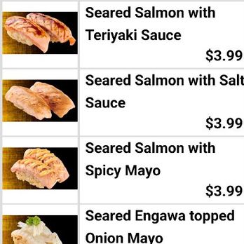 Waka Sakura - MENU of Waka Sakura's Wagyu Beef/Seared Nigiri offerings. - Conveyor Belt Sushi Near Me - Gardena, California