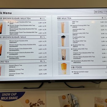 Incha - Drink menu - Bubble Tea Near Me - Calgary, Alberta