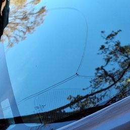 Part of the cracked windshield. It actually stretches the entire length Part of the cracked windshield. It actually stretches the entire length