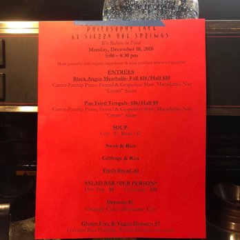 Philosophy Café - a menu for coffee and tea - Salad Near Me - Sierraville, California