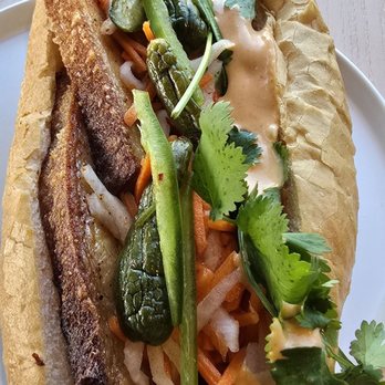 Minhwa Spirits - This is the FLAVORFUL "Pork Belly Banh Mi" so freaking good. - Coffee & Tea Near Me - Doraville, Georgia