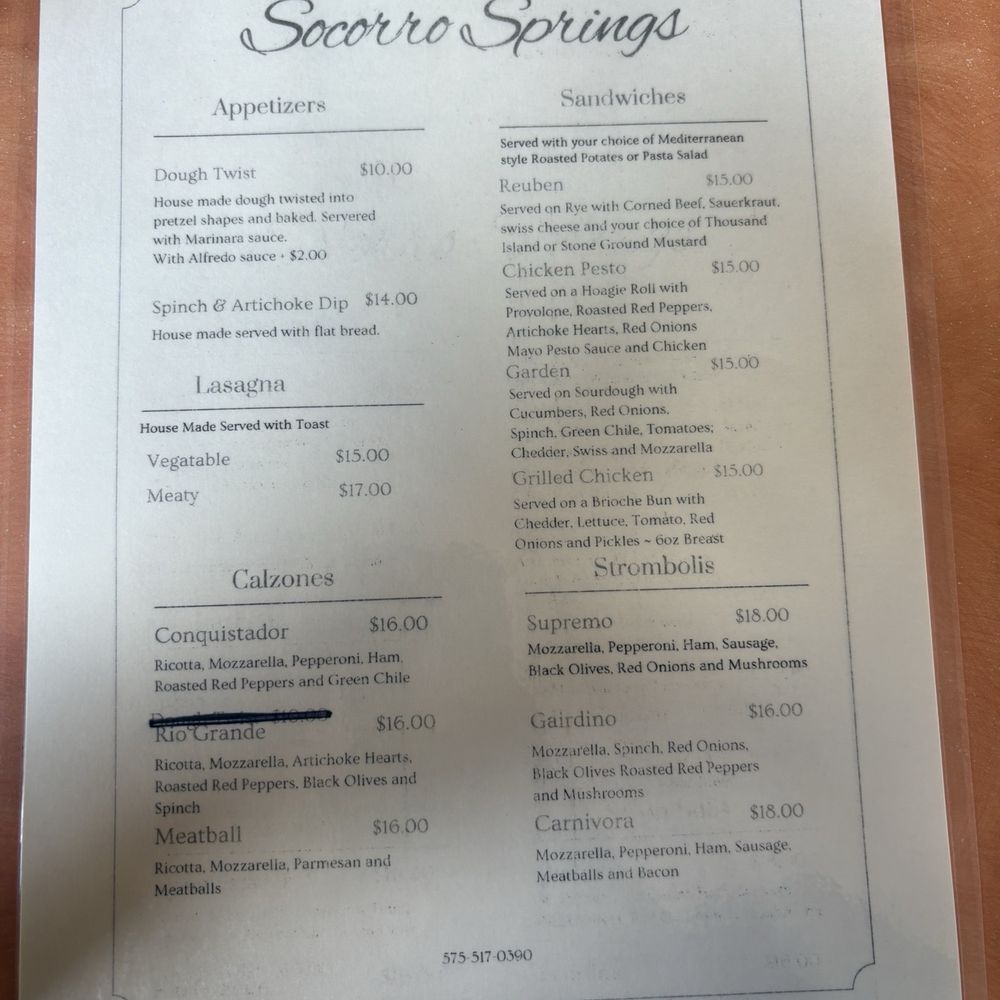 Socorro Springs Restaurant - Menu - New American Near Me - Socorro, New Mexico Socorro Springs Restaurant - Menu - New American Near Me - Socorro, New Mexico