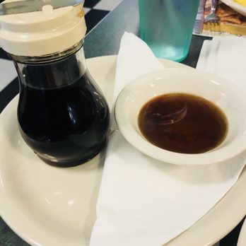 Metro Diner - Syrup and hot sauce! A delicious combo for the chicken and waffles! - Diners Near Me - Indianapolis, Indiana Metro Diner - Syrup and hot sauce! A delicious combo for the chicken and waffles! - Diners Near Me - Indianapolis, Indiana