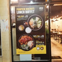 Pumpkin Macha - Lunch menu buffet Unlimited pork cutlet $15 Unlimited bibimbab $13  Other menus available