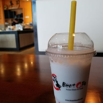 Bentofu - Coconut smoothie with strawberry popping boba. Very rich and creamy texture, and the flavors were perfect! - Sushi Bars Near Me - Fort Myers, Florida Bentofu - Coconut smoothie with strawberry popping boba. Very rich and creamy texture, and the flavors were perfect! - Sushi Bars Near Me - Fort Myers, Florida