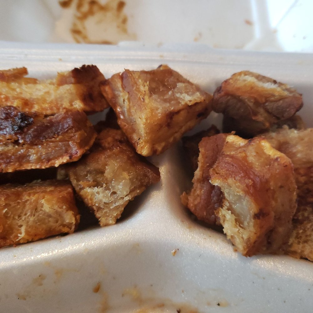 The chicharron in the bandeja paisa The chicharron in the bandeja paisa