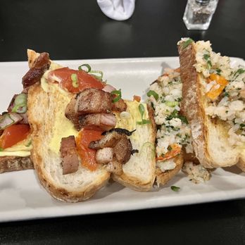 Tandem American Eatery - Tandem toast with lobster and shrimp as well as house made bacon - Beer Bar Near Me - Tucson, Arizona Tandem American Eatery - Tandem toast with lobster and shrimp as well as house made bacon - Beer Bar Near Me - Tucson, Arizona
