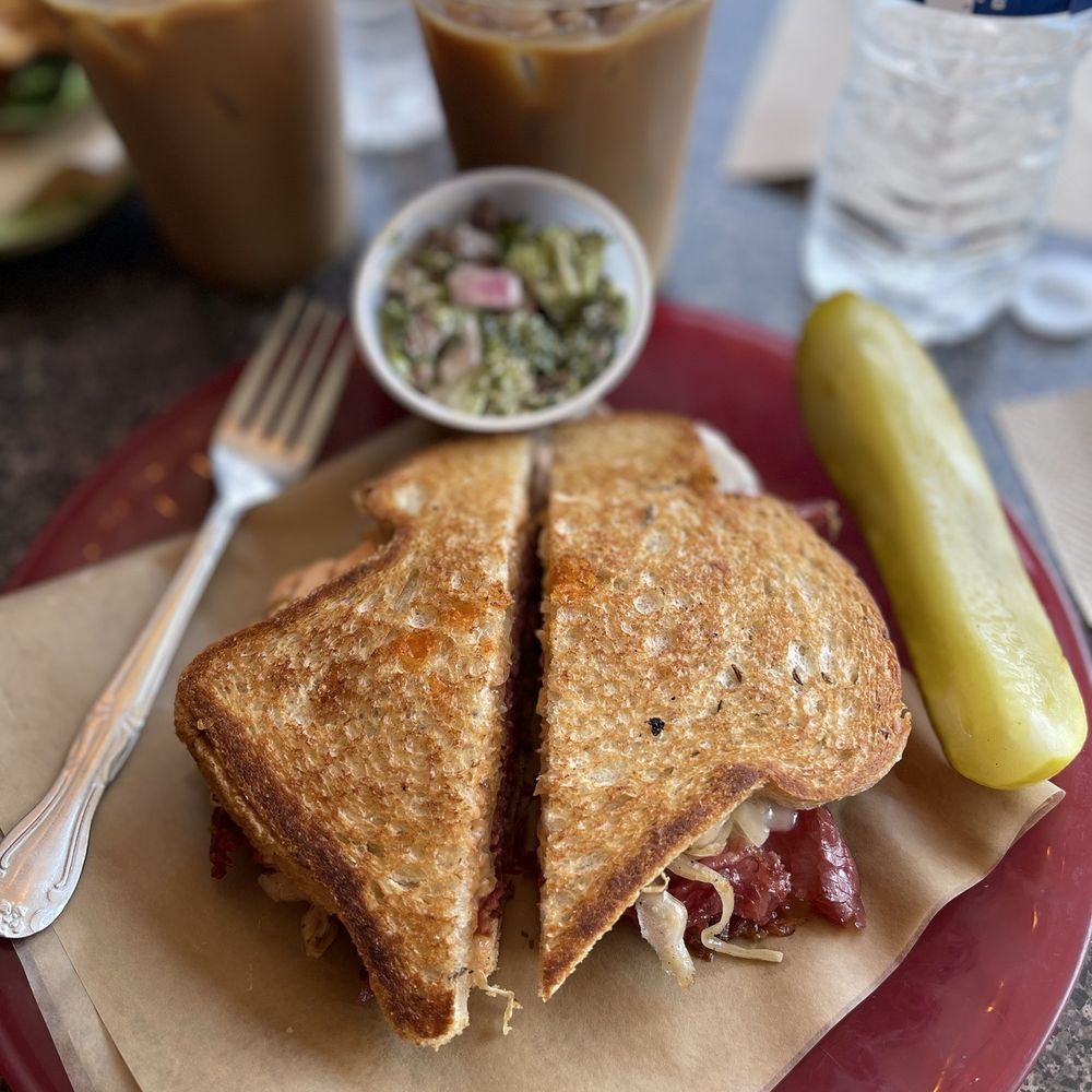 David's Delicatessen & Coffee - Reuben Sandwich with Broccoli salad. - Delis Near Me - New Buffalo, Michigan David's Delicatessen & Coffee - Reuben Sandwich with Broccoli salad. - Delis Near Me - New Buffalo, Michigan