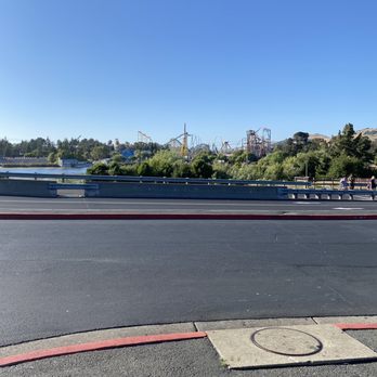Six Flags Discovery Kingdom - View from the parking lot (looks far away, but it really wasn't bad) - Amusement Parks Near Me - Vallejo, California