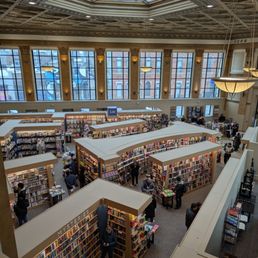 Overhead view of the first floor. Some areas bottleneck badly due to shelf configuration which would be bad in an emergency