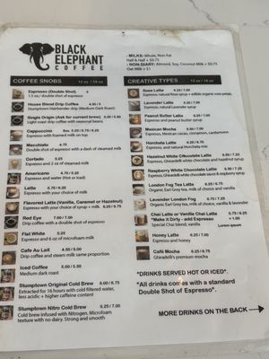 Menu photo 1 Black Elephant Coffee - Burbank Burbank, CA Menu photo 1 Black Elephant Coffee - Burbank Burbank, CA