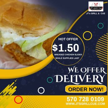 JT's Grill & Cue - Chicken Sliders - Cheesesteaks Near Me - Auburn, Pennsylvania JT's Grill & Cue - Chicken Sliders - Cheesesteaks Near Me - Auburn, Pennsylvania