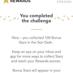 100 bonus stars for 3 purchases after claiming the Gold! I got their Gold Level upgrade for 1 cup of coffee!!