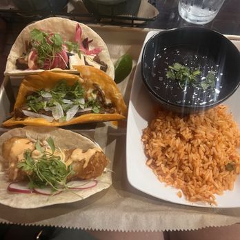The Taco Shop - Pick 3 tacos: they had fancy names that I now can't remember-Fried cod, Birria and Pork Belly. - Mexican Near Me - Ashburn, Virginia The Taco Shop - Pick 3 tacos: they had fancy names that I now can't remember-Fried cod, Birria and Pork Belly. - Mexican Near Me - Ashburn, Virginia