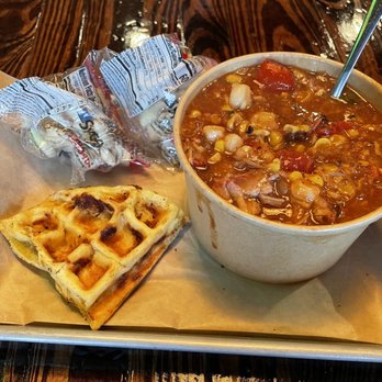 Ford's BBQ - Brunswick Stew with Cornbread waffle - Barbeque Near Me - Tucker, Georgia Ford's BBQ - Brunswick Stew with Cornbread waffle - Barbeque Near Me - Tucker, Georgia