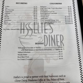 Hallie's Diner - Menu- drinks - American Near Me - Petaluma, California