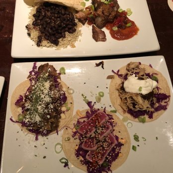 Coqui Fire Cafe - top - carnitas bottom - pork, chicken and tuna taco - Mexican Near Me - Vieques, Puerto Rico