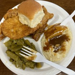 R W Wood's General Store & Grill - Thursday special 2 pork chops , roll , mashed taters and gravy , green beans