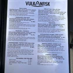 Vulkanfisk Butikk - Menu