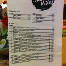 Menu as of April 2015