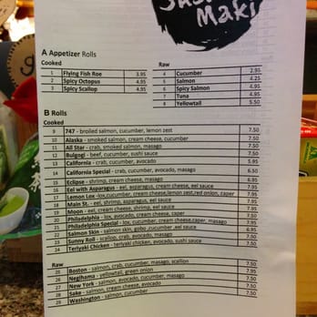 Sushi Maki - Menu as of April 2015 - Sushi Bars Near Me - Seattle, Washington