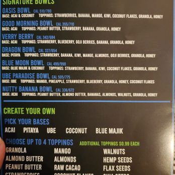 Sonny’s - Bowl menu - Juice Bars & Smoothies Near Me - Las Vegas, Nevada